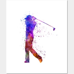 man golfer swing silhouette Posters and Art